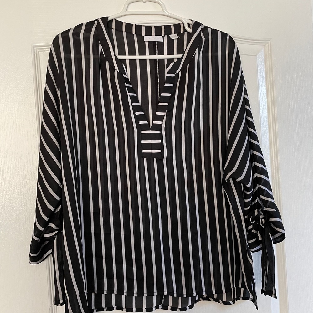 Black and white striped blouse
